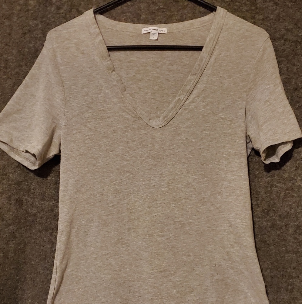 James Perse Grey Short Sleeve Blouse Top